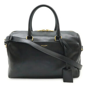 SAINT LAURENT PARIS YSL Duffle 2way Shoulder Bag Leather Black